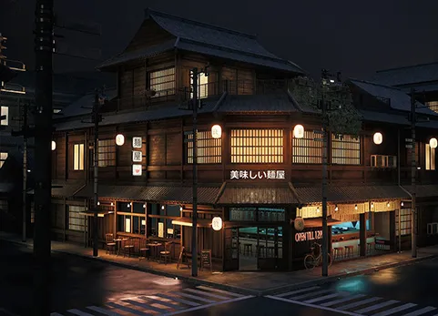 日本拉面餐厅环境场景 Ramen Restaurant Environment