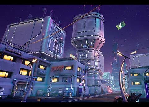 赛博朋克街道 Modular Stylized Cyberpunk Street