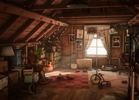 欧式80年代复古木屋阁楼道具家居场景 Grandpa's Attic (Furniture storage props)