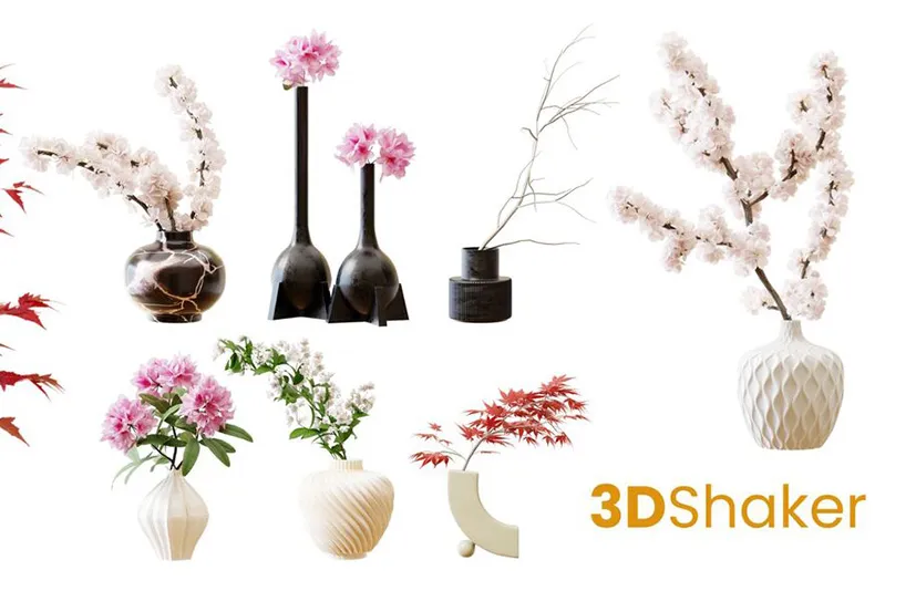 blender 12种装饰性室内瓶插植物 - Octane版本 Flowers In Vases - 12 Decorative Interior Plants In Vases