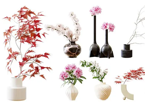 blender 12种装饰性室内瓶插植物 - Octane版本 Flowers In Vases - 12 Decorative Interior Plants In Vases