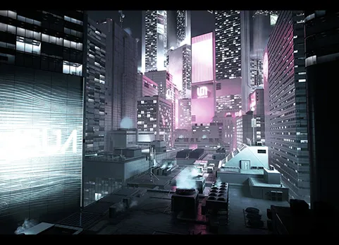 未来屋顶城市环境 - Futuristic Rooftop City Environment