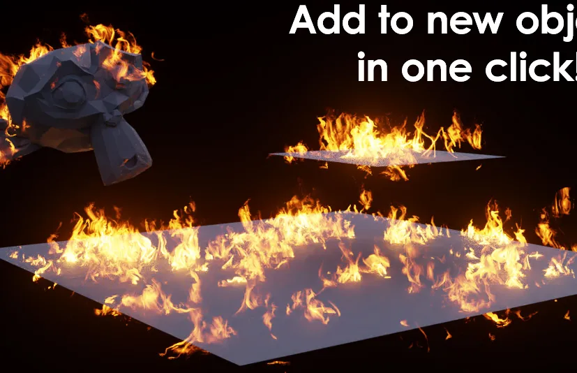 Blender插件 Fire It! 1.0 一键火焰燃烧特效火苗动画大型火灾场景