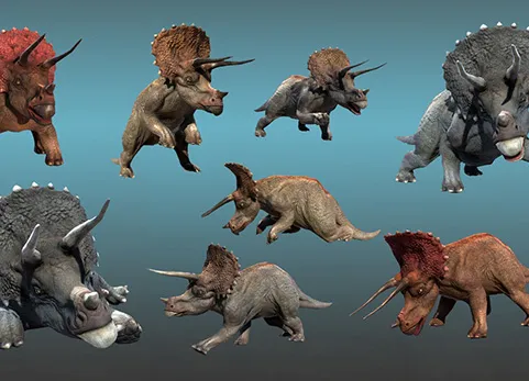 侏罗纪三角龙恐龙暴龙角色模型 Dinosaur - Triceratops