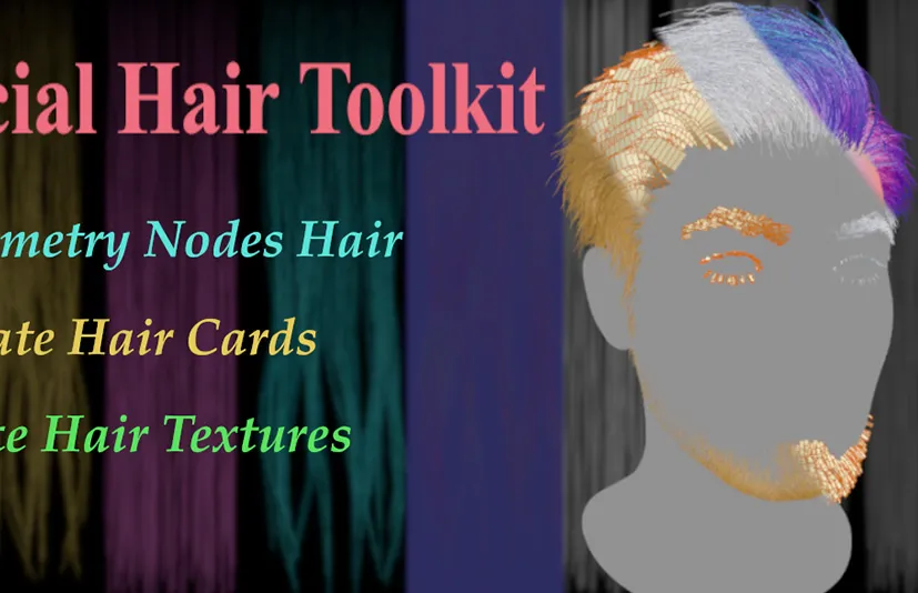 Blender插件 Facial Hair Toolkit v2.1.2 头发资产睫毛眉毛胡须