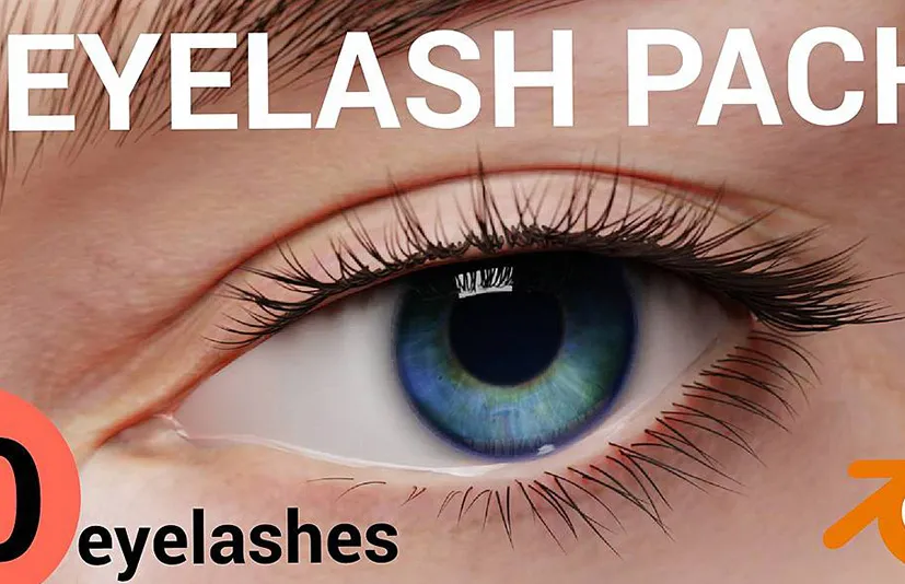 Blender资产包 Eyelash Pack 10种不同的睫毛包不含眼睛和眉毛