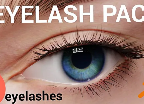 Blender资产包 Eyelash Pack 10种不同的睫毛包不含眼睛和眉毛