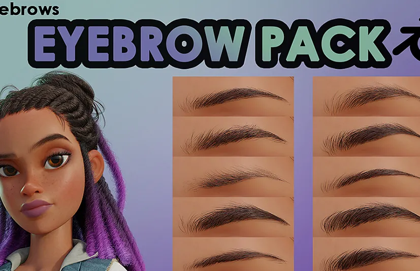 Blender源文件 Eyebrow Pack 眉毛模型资产包眼睛店里找睫毛