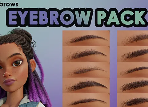 Blender源文件 Eyebrow Pack 眉毛模型资产包眼睛店里找睫毛
