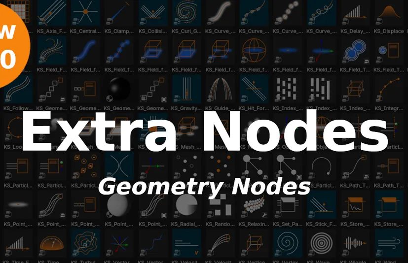 blender插件 Extra Nodes for Geometry Nodes 3.5 程序几何节点动画粒子系统预设库