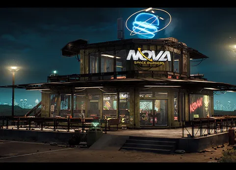 新星太空汉堡 - Nova Space Burgers / Cyberpunk Abandoned Restaurant / Space Bar Cyberpunk Art