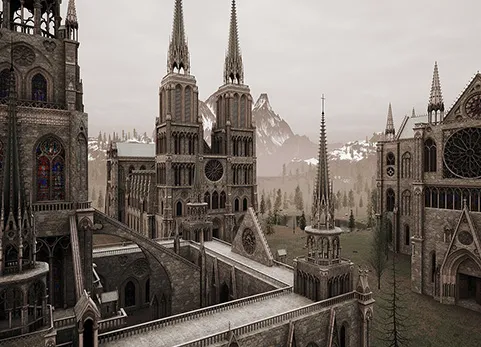 中世纪哥特式大教堂场景 Cathedrals churches