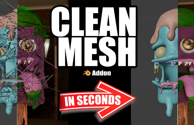 Blender网格清理乱线整理法线修正拓扑优化减面 Clean Mesh v1.0