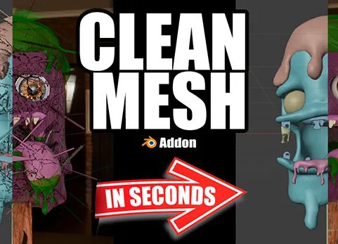 Blender网格清理乱线整理法线修正拓扑优化减面 Clean Mesh v1.0