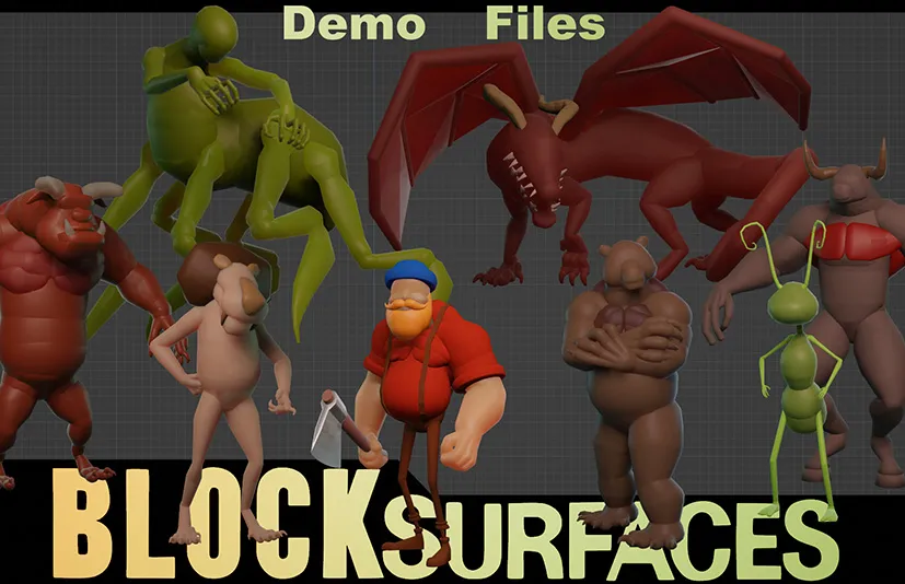Blender插件 Blocksurfaces 1.0.270 融球3D角色肌肉雕刻建模