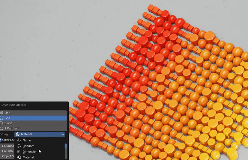 Blender插件 Distribute & Sort Tool v1.0.7 分布和排序工具排列组合