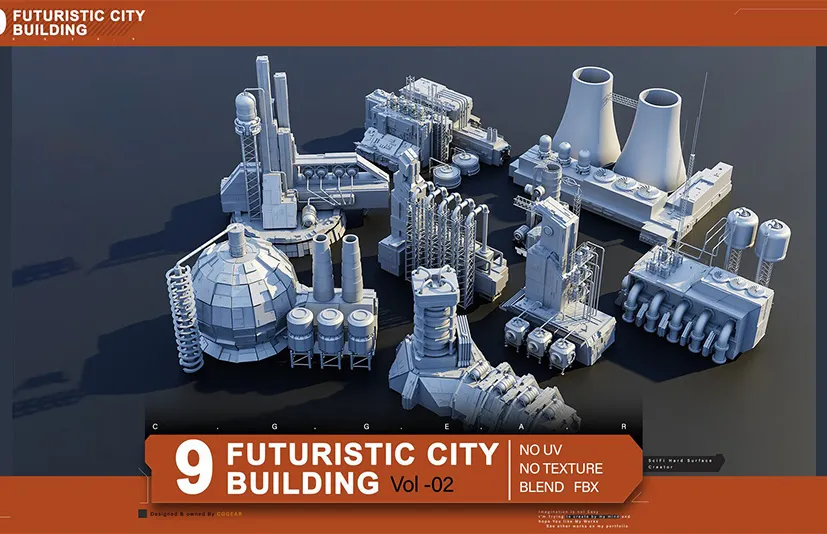 未来城市 Kitbash （工厂） Vol 2 - Futuristic City Kitbash (Factory) Vol 2
