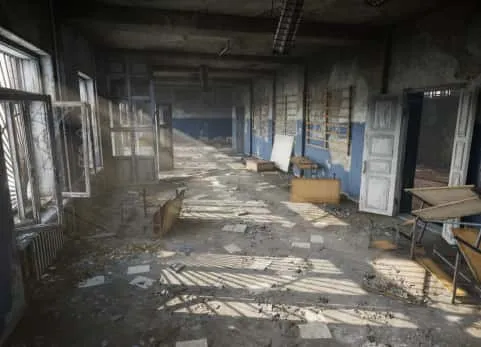 废弃学校教室宿舍场景模型 Abandoned school