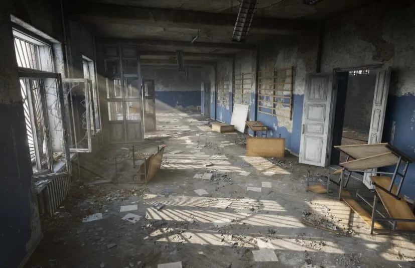 废弃学校教室宿舍场景模型 Abandoned school