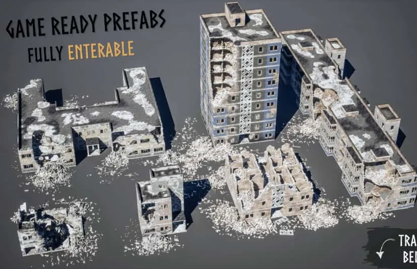 模块化破坏损毁房屋建筑模型FPS Modular Destroyed Buildings