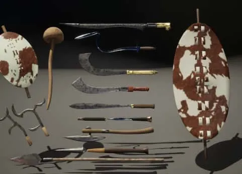 非洲武器匕首曲剑斧矛投掷武斧头 African Weapon Pack