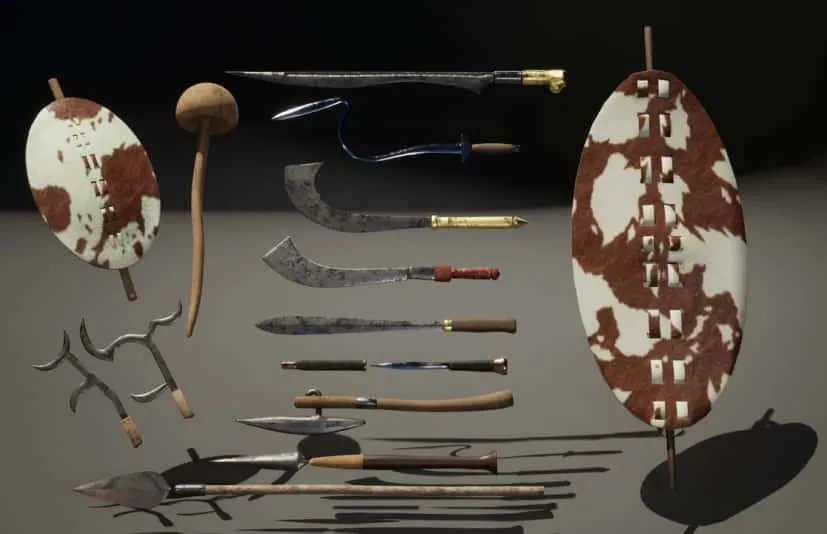 非洲武器匕首曲剑斧矛投掷武斧头 African Weapon Pack