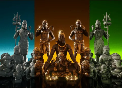 印度金属黄金石头神像雕像 Indian Statue Pack