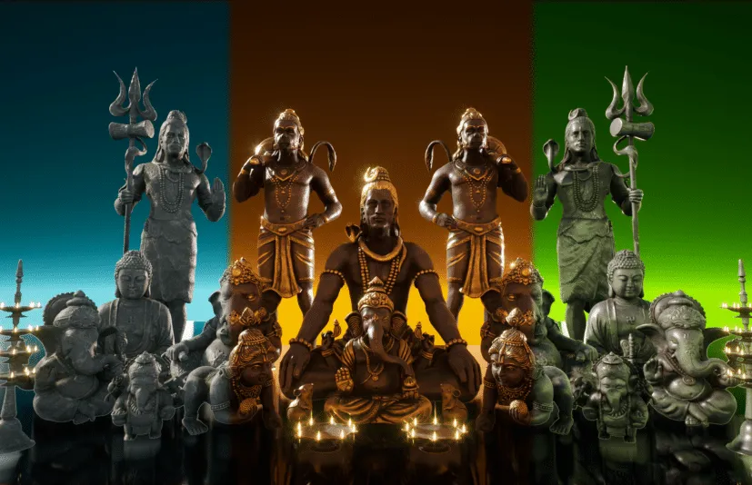 印度金属黄金石头神像雕像 Indian Statue Pack