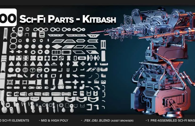 200 个科幻部件模型 - 200 Sci-Fi Parts - KITBASH - VOL 05