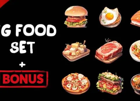 2D食物集合 Big 2D Food Set + Bonus