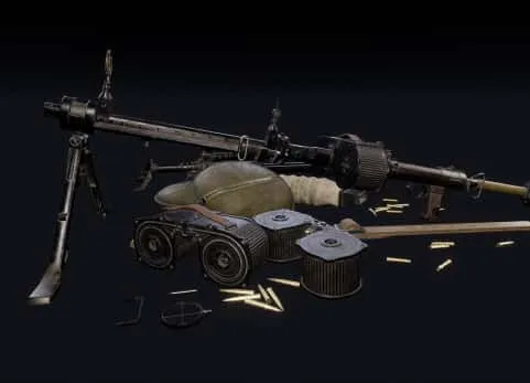 二战武器 MG-15 with Accessories (WWII German LMG)