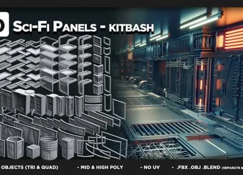 110个科幻面板 - 素材拼接 - 第07卷 110 Sci-Fi Panels - KITBASH - VOL 07