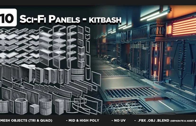 110个科幻面板 - 素材拼接 - 第07卷 110 Sci-Fi Panels - KITBASH - VOL 07