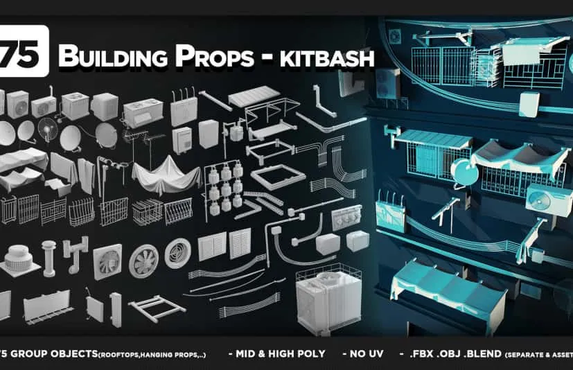 75 建筑道具 +75 Building Props - KITBASH - VOL 06