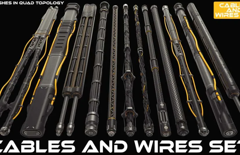 电线电缆套装3D模型 Cables and Wires set 3D model