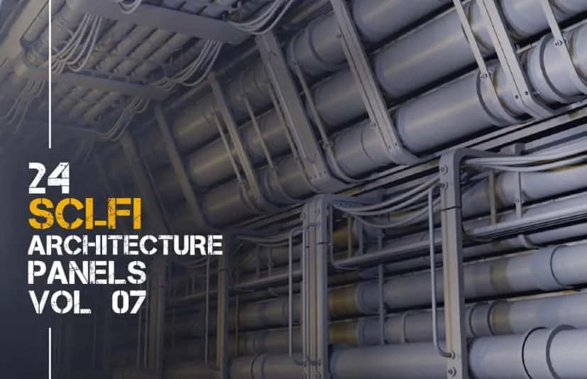 24 + 科幻建筑 - 套件拼接面板包 - 第07卷 24 + scifi architecture - kitbash panels pack - vol 07