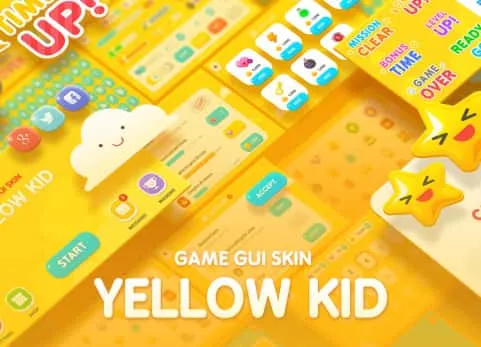 可爱卡通黄色UI界面图标元素-GUI - Yellow Kid
