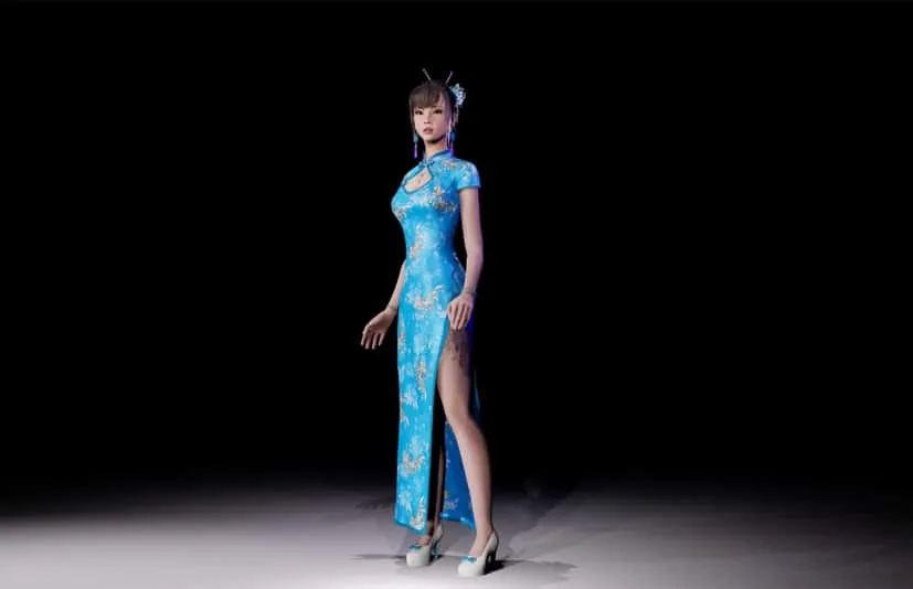 中国风古风旗袍美女少女角色人物骨骼绑-Amaya