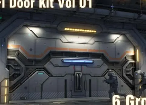 blender科幻门模型 - Sci-Fi Door Kit Vol 01-PBR