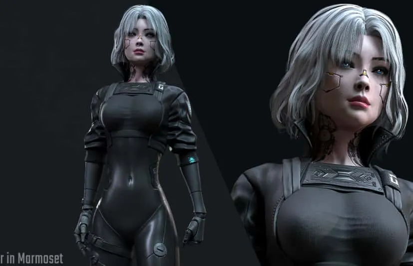 赛博朋克机械女孩人物角色 - Cyberpunk Girl 3