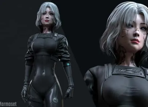 赛博朋克机械女孩人物角色 - Cyberpunk Girl 3