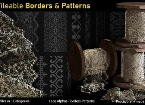 250 Alpha-可平铺边框和图案 - 250 Alphas-Tileable Borders&Patterns-Vol5