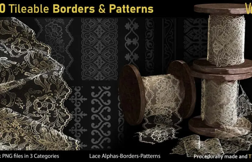 250 Alpha-可平铺边框和图案 - 250 Alphas-Tileable Borders&Patterns-Vol5