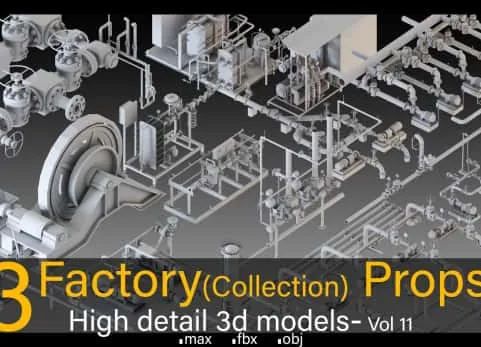 16个工厂道具——高细节3D模型 - 16 Factory Props-High detail 3d models- Vol 05