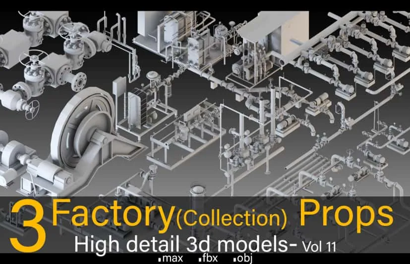 16个工厂道具——高细节3D模型 - 16 Factory Props-High detail 3d models- Vol 05