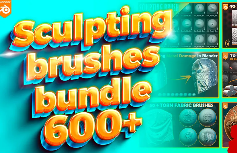blender 600+雕刻笔刷套装画笔插件 Sculpting Brushes Library blender 600+雕刻笔刷套装画笔插件 Sculpting Brushes Library