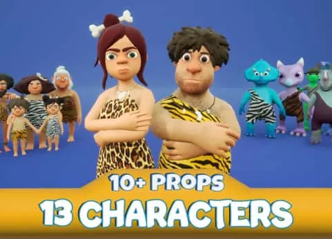 卡通石器时代人物橘色包-Stone Age Characters Pack