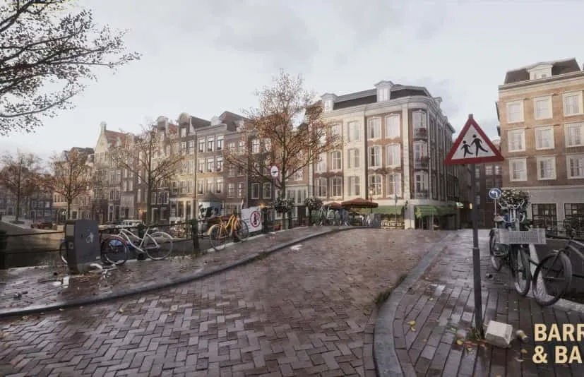 模块化阿姆斯特丹城市街道（带咖啡馆的阿姆斯特丹运河）-Modular Amsterdam City Street