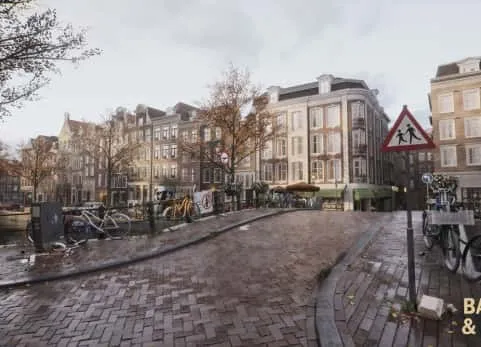 模块化阿姆斯特丹城市街道（带咖啡馆的阿姆斯特丹运河）-Modular Amsterdam City Street
