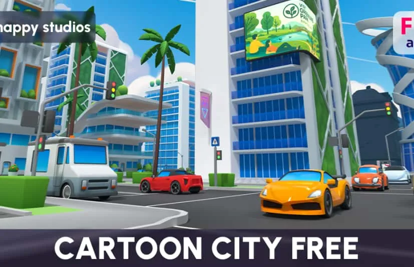 blender卡通城市场景 Cartoon City Free - Free Low Poly City 3D Models Pack - 80 Assets